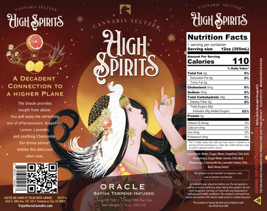 High Spirits Oracle Seltzer  — Trojan Horse Cannabis, Delta 9 THC Drink