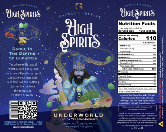 High Spirits Underworld Seltzer  — Trojan Horse Cannabis, Delta 9 THC Drink